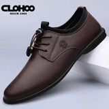 CLOHOO 商务休闲皮鞋男夏季软底透气男鞋潮流百搭一脚蹬英伦正装鞋子男 暗棕色【皮鞋码】 41