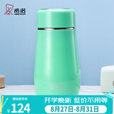 希诺（heenoor）保温杯女士便携304不锈钢创意水杯迷你高颜值可爱杯子时尚茶杯 浅绿300ml