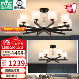 雷士（NVC）轻奢水晶吊灯客厅大灯LED餐厅灯现代卧室灯灯饰全屋灯具套餐 【10头+6头】水晶吊灯-带防尘盖