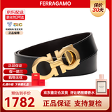 菲拉格慕（Ferragamo）男士腰带皮带双面牛皮板扣皮带 送男友老公爸爸生日情人节礼物 黑棕双面 金色扣 675542 586940 3.5CM 110码 礼盒装 可自由裁剪