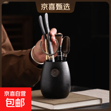 【经典款】茶道六君子黑福套装功夫茶具茶艺泡茶工具茶夹 福字六君子