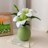 范爷家小清新仿真花摆件带花瓶百合花套装绿植拍照道具客厅餐桌卧室装饰