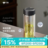 万象（WANXIANG）抗菌双层玻璃杯经典皮纹V20RgL商务便携泡茶杯370ML大容量家用杯