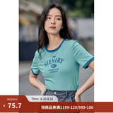 茵曼（INMAN）潮趣印花女装圆领短袖T恤修身显瘦套头短款2026夏季新款上衣 天蓝色 -18525987 S