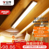 公牛（BULL）感应橱柜灯衣柜灯LED人感光感磁吸 卧室床沿玄关小夜灯60CM3000K