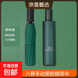 【已售100万】手动UV折叠黑胶防晒防紫外线遮阳晴雨两用伞 【手动款8骨】森林绿UV