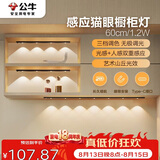 公牛（BULL）感应猫眼橱柜灯磁吸充电山丘光效展柜玄关氛围小夜灯 黑60cm三色