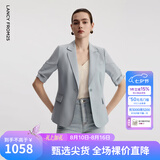朗姿【精英衣橱 律师系列 朗姿Basic衣橱】西装春季修身职业西服外套 浅雾霾蓝色3 L