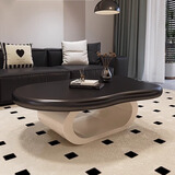 适航意式客厅茶几轻奢风高级家用小户型现代风茶台极简网红云朵茶几 白架黑色桌面100_69_45