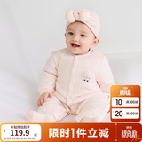巴拉巴拉童装婴儿连体衣新生儿宝宝包屁衣服男女童冬装爬行服加厚保暖软萌 粉底小羊提花60344 80cm