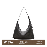 裘真（qiuzhen）【明星推荐】 经典hobo包植鞣牛皮腋下通勤休闲饺子女包情人节 黑色-大号（羊皮） 小包/大包