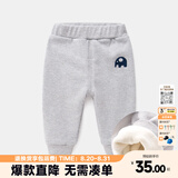 嘟嘟家宝宝裤子加厚冬装男新生儿童裤女童打底裤冬季儿童加绒裤婴儿vip 灰色 80