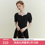 范思蓝恩黑色法式气质显瘦连衣裙女夏季赫本风小黑裙设计感12125 黑色 M