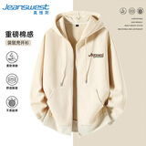 真维斯（Jeanswest）卫衣男款秋季320g重磅棉外套男士男生潮流字母拉链开衫上衣C