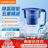 苏泊尔（SUPOR）家用净水壶 便携式滤水壶3.5L蔚蓝1壶7芯过滤净水器净水壶自来水活性炭过滤器滤水器家用版蓝色