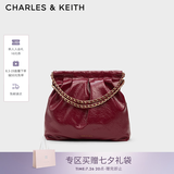 CHARLES&KEITH子母链条大容量流浪包托特包单肩斜挎包女包七夕礼物CK2-40671449 【L号】Burgundy葡萄酒红色 L