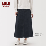 MUJI女式 弹力牛仔 A字裙 长半身裙女裙子 25年冬季款 女装BE1Z3A5A 深藏青色 L (165/70A)