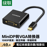 绿联 Mini DP转VGA转换器线高清迷你DP雷电2转接头适用苹果微软Surface笔记本电脑接投影仪显示器10459
