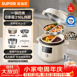 苏泊尔（SUPOR）鸳鸯电压力锅3L 多功能0涂层钢胆2-4人家用风冷降压电饭煲电炖锅高压锅SY-30YC3001