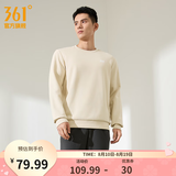361°运动卫衣男秋冬新款圆领套头上衣男百搭服饰御寒简约运动服 白松木色 M