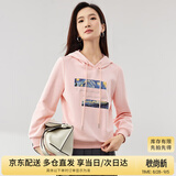 尚都比拉慵懒风宽松显瘦连帽卫衣女春秋季星空字母刺绣印花时尚宽松上衣