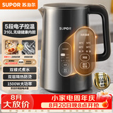 苏泊尔（SUPOR）1.5L侧显温度烧水壶316L不锈钢5段调温 恒温水壶 调奶器 冲奶粉小容量电热水壶SW-15J72L