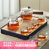 忆壶茶（YIHUTEA）玻璃茶壶茶具套装整套泡茶壶煮茶器家用功夫茶杯茶盘办公喝茶器具 【升级全套】红檀木侧把壶9件套