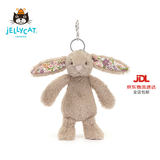 Jellycat花布邦尼兔动物毛绒玩偶兔子玩偶儿童娃娃送礼生日礼物 花布米色邦尼兔包包挂饰 One Size