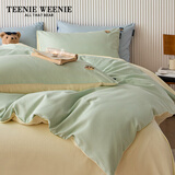 Teenie Weenie小熊全棉水洗棉四件套纯棉100%床单床笠被套罩枕套床品宿舍三件套 海盐微风 水绿+米黄 0.9/1.2m床 床单款 被套150*200cm