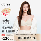 ubras【虞书欣同款】夹心软支撑小胸聚拢光面无痕内衣女无钢圈文胸罩 【明星同款】燕麦奶色 L  80A/80B