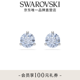 施华洛世奇（SWAROVSKI）【生日礼物】圆形切割耳钉耳环耳饰女 度假风送女友 Solitaire蓝色 5725002