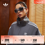 adidas复古风休闲梭织立领夹克外套男女秋季阿迪达斯官方三叶草   深灰   M