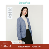 茵曼（INMAN）轻薄简约无领短款羽绒马甲女士2026新款可内搭可外穿薄款外套 雾霾蓝 S