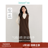 茵曼（INMAN）绵羊毛慵懒松弛V领无袖背心针织裙2026春秋女装新品连衣裙长裙子 咖色 L