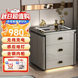 鹿匠（LUJIANG）保险柜家用床头柜保险柜指纹密码保险箱家用智能保险箱 高51cm/宽50cm 星空灰