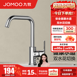 九牧（JOMOO）厨房水龙头 洗菜盆水龙头洗碗盆水槽冷热水龙头 防溅隔铅健康用水 C款-33186【双水花无铅过水-亮银】