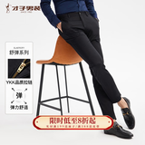 才子（TRIES）【易穿搭】男装春夏休闲裤男士简约百搭商务休闲长裤子男 黑色180 34 88cm