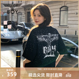 BOY LONDON【满天星】夏季男女同款短袖渐变烫钻印花时尚T恤N01107 黑色 M
