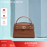 CHARLES&KEITH鳄鱼纹凯莉包手提斜挎婚包包女包七夕礼物送女友CK2-50270880-1 Chocolate Croco巧克力鳄鱼纹色（新色） S