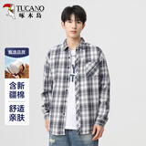 啄木鸟（TUCANO）长袖衬衫男士日系复古翻领格子衬衣宽松休闲百搭痞帅上衣服外套男