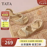 他她（TATA）七夕节礼物黄圣依同款璀璨星空厚底凉鞋CXT01 杏色 (凉鞋款） 38