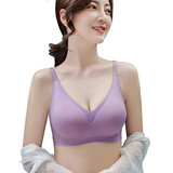 雅鹿无痕乳胶内衣女士无钢圈小胸聚拢调整型少女学生美背文胸罩 紫色 XL （建议120-135斤85D&90ABC）