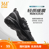 361°运动鞋男鞋夏季新品透气网面跑鞋黑色通勤轻质耐磨慢跑步鞋男 曜石黑/烟灰 42