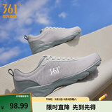 361°运动鞋男鞋秋季新品防泼水皮革面跑步鞋轻质耐磨革网透气黑色鞋子 循环灰/石墨灰 42