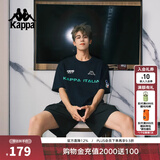 卡帕（Kappa）背靠背运动短袖男款纯棉2026新款夏情侣t恤男士半袖女K0EX2TD01D 高级显白-吸湿/透气-暗夜蓝黑906 XL （尺码推荐适合180/100A）
