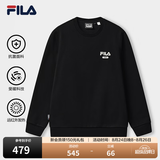 斐乐（FILA）官方男子套头运动卫衣秋季时尚休闲简约圆领套头衫长袖上衣男装 【加绒版】正黑色-BK 2XL