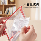 樱花（SAKURA）透明笔袋考试塑料文具可带入考场简约男女学生用大容量笔袋糖果色小清新防水文具袋-珊瑚红