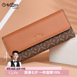 金利来长款钱包女士新款时尚真皮手包三折手抓包手拿包女式奢侈高档品牌 假一赔十【官方直发】咖色