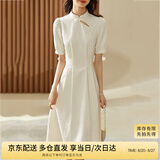 尚都比拉新中式气质连衣裙女夏季旗袍改良版中长款小个子A字裙 米白色 M