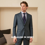Guillaume de Mons澳嘉纯羊毛西服男商务正装男士三件套新郎结婚礼服正装西装套装男 升级版 灰色【上衣+西裤】 0809 48 码（西裤尺码请备注）